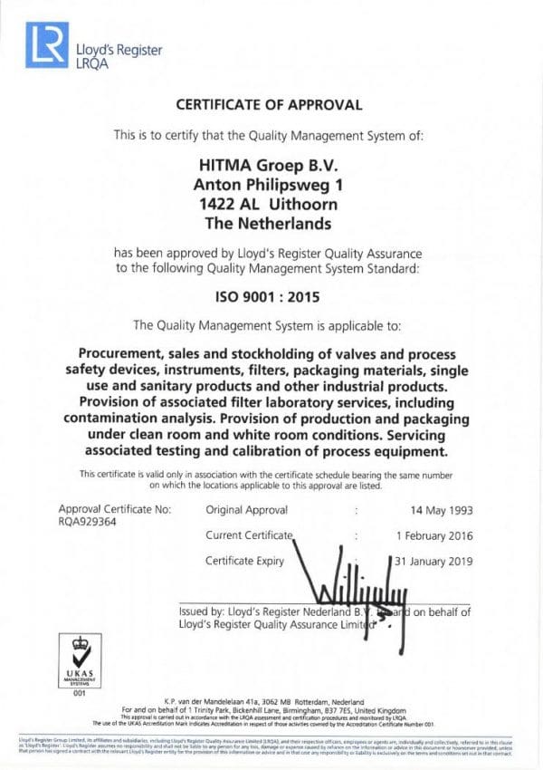 Article image of: HITMA Groep behaalt ISO 9001:2015 certificering