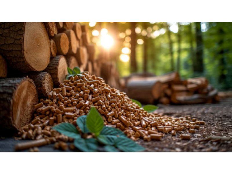 Geperste korrels van biomassa (pellets), zoals hier houtpellets. 